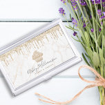 Gold Cupcake Glitter Drips Marble Bakery Dessert Business Card Case<br><div class="desc">Here’s a wonderful, trendy way to show off your brand. Present your best self to your clients, with this elegant, sophisticated, simple, and modern custom name business card holder. A sparkly, champagne gold cupcake, glitter drips, and handwritten typography overlay a white marble gold veined background. Personalize with your full name...</div>