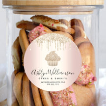 Gold Cupcake Glitter Drips Pastry Chef Bakery Pink