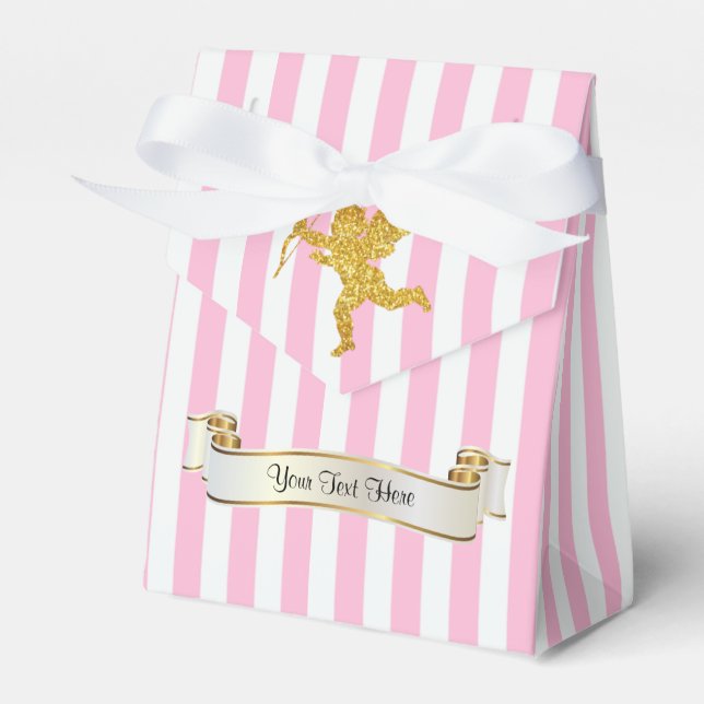 Gold Cupid Personalize Favor Boxes (Front Side)