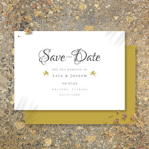 Gold Cupids Modern Elegant Script Wedding Save The Date
