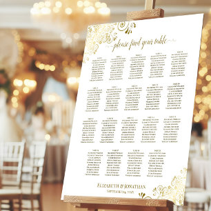 Gold Curls 19 Table White Wedding Seating Chart Foam Board