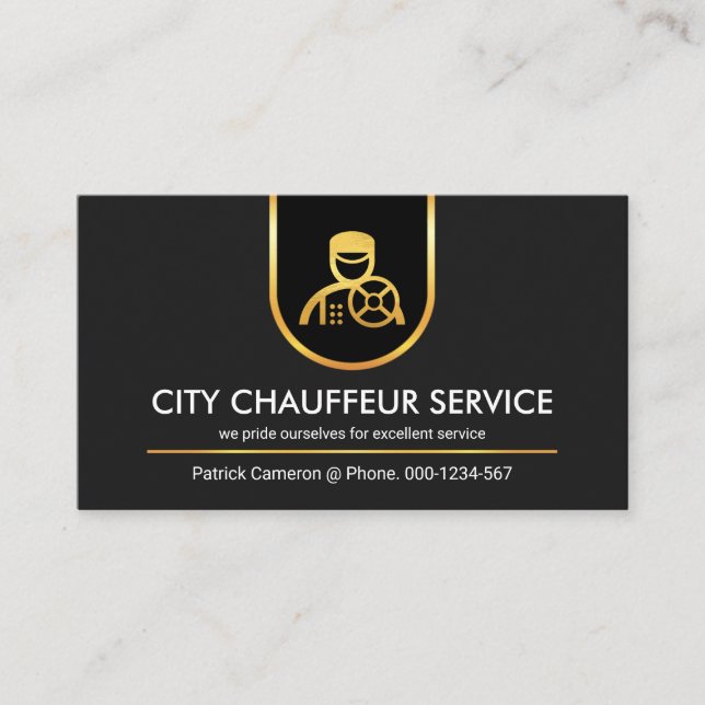 Gold Curved Border Line Chauffeur Business Card (Front)