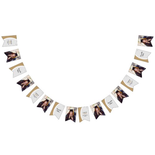Gold Curved Frame Photo Graduation Bunting Flags