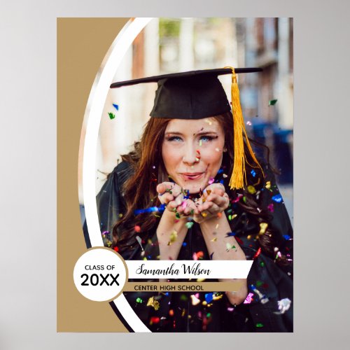 Gold Curved Frame Photo Graduation Poster