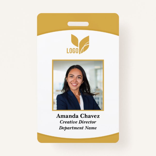 Gold Custom Business Employee Photo Badge (Front)