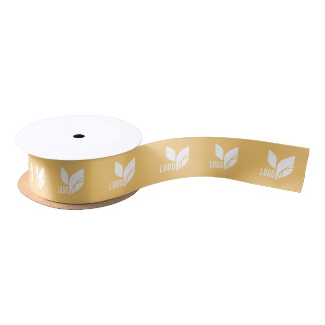 Gold Custom Business Logo Satin Ribbon (Spool)