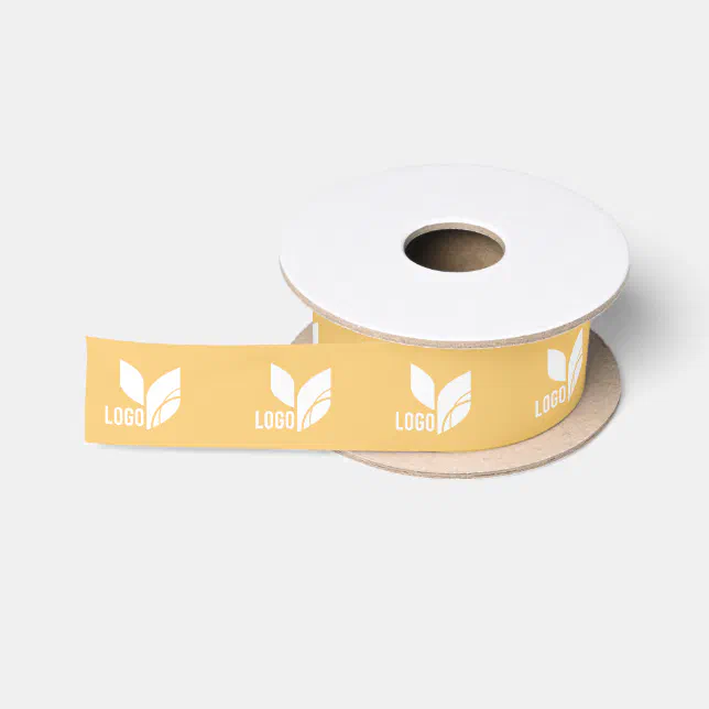Gold Custom Business Logo Satin Ribbon | Zazzle