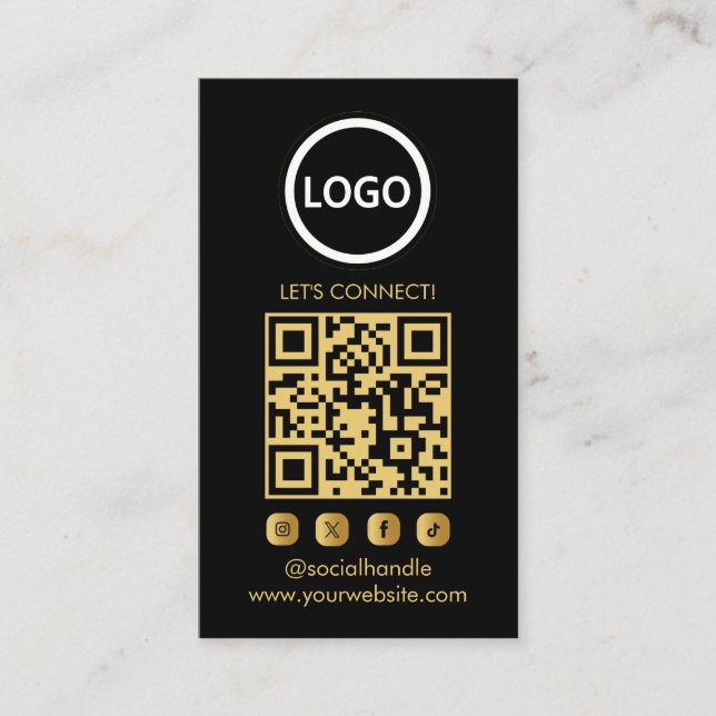 Gold Custom Cards Modern, Social Media QR  (Front)