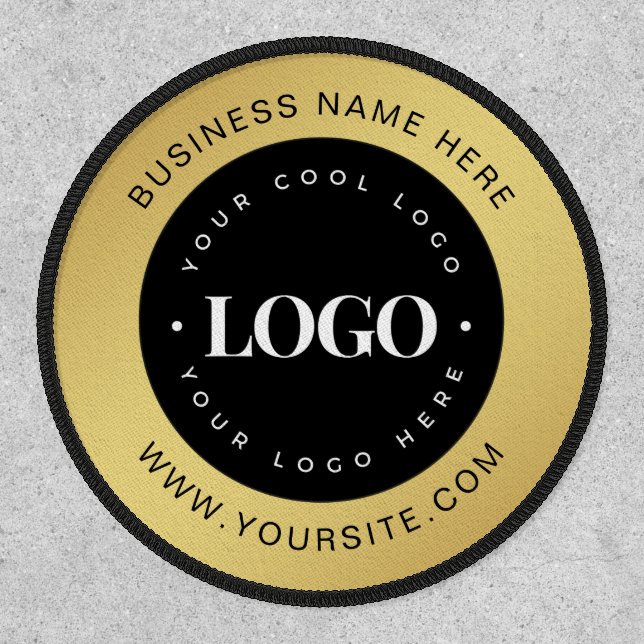 Gold Custom Logo & Text Company Business Branded   Patch (Front)