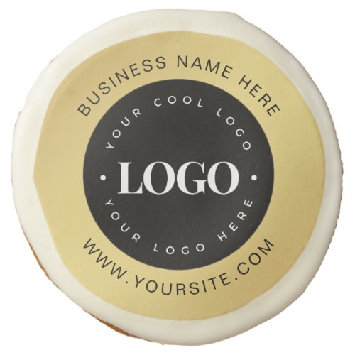 Gold Custom Logo  Text Company Business Branded Sugar Cookie