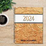 Gold Custom Name 2024  Planner<br><div class="desc">This stylish Planner is decorated with a textured gold print.
Customize it by changing the name and the year.</div>