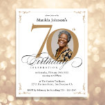 Gold Custom Photo Budget 70th Birthday Party<br><div class="desc">Gold Custom Photo Budget 70th Birthday Party. An elegantly designed special birthday celebration invitation,  featuring a custom photo of birthday person and script calligraphy with vintage flourish elements. Simple enough to fit a variety of themes and colors!
Need help? Simply contact me!</div>