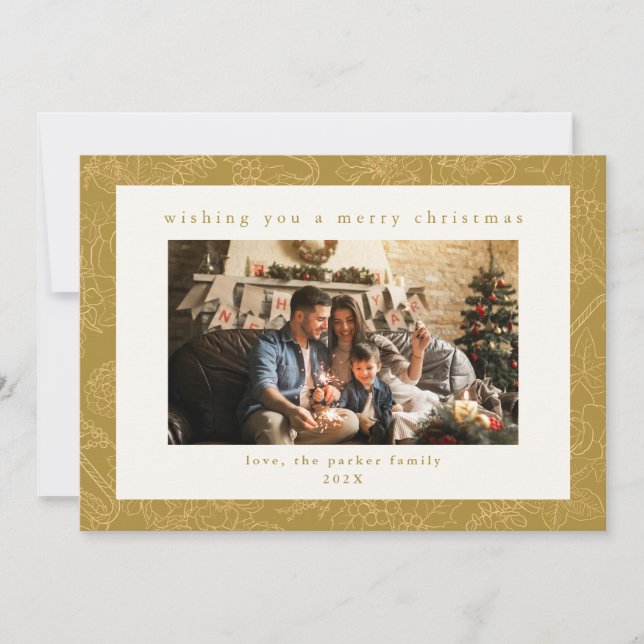 Gold Custom Photo Christmas Holiday Card (Front)