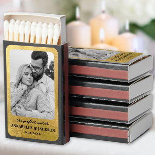 Gold Custom Photo Wedding Favors Matchboxes