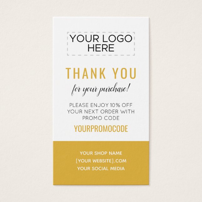 Gold Custom Promo Code Discount Card (Front)