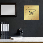 Gold Custom Square Logo Business Company Office Square Wall Clock<br><div class="desc">Decorate your home/office with this cool wall clock,  featuring custom logo & name. Easily add the desired logo by clicking on the "personalize" option.</div>