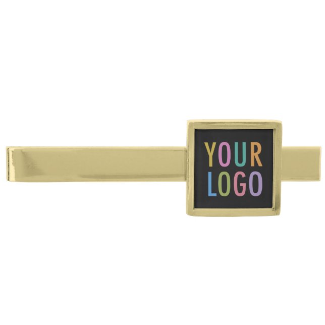 Gold Custom Tie Bar Clip Company Logo Personalized (Front)