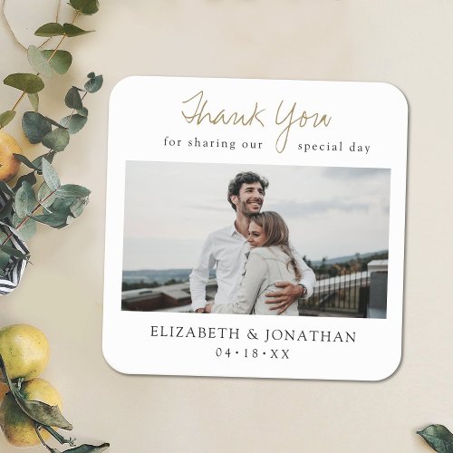 Gold Custom Wedding Coaster Favor with Photo