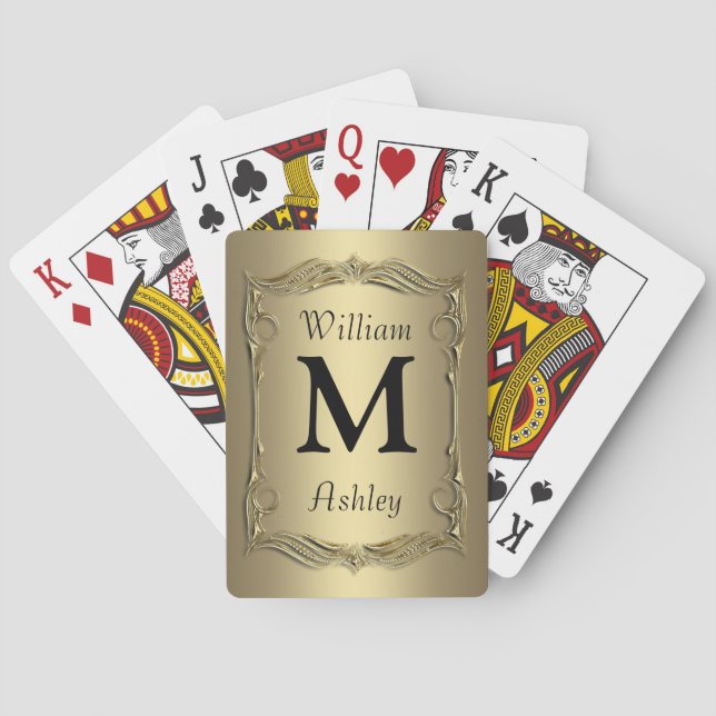 Gold Customized Monogrammed Playing Cards (Back)