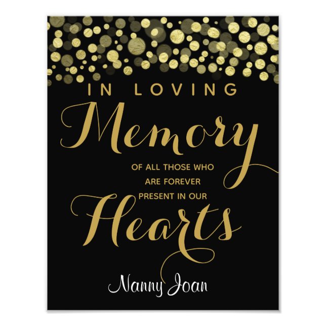 Gold Cut In loving memory sign (Front)
