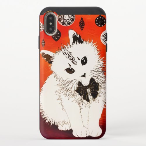 Gold Cute Cat Winter Christmas Baubles iPhone XS Max Slider Case
