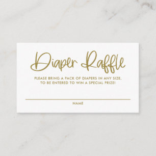 Gold Cute Modern Calligraphy Diaper Raffle Game Enclosure Card