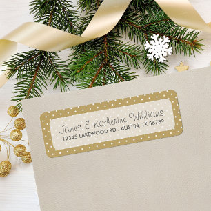 Gold Cute Polka Dots Modern Wedding Label