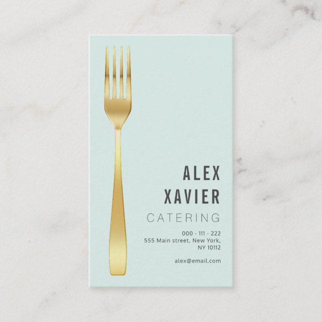 gold cutlery professional catering business card (Front)