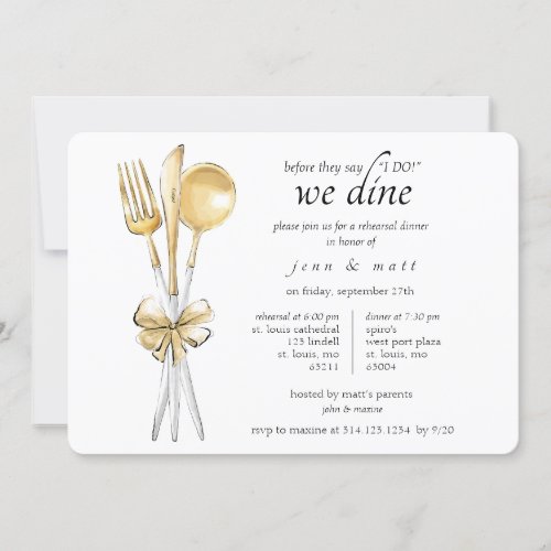 Gold Cutlery Rehearsal Dinner Party Invitation