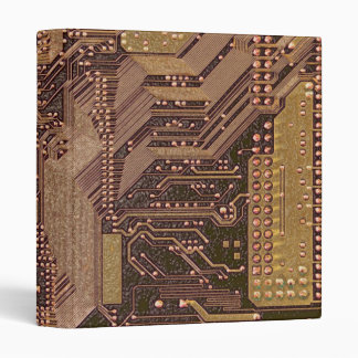 Gold Cyber Circuit Board Tech Art Electronics 3 Ring Binder