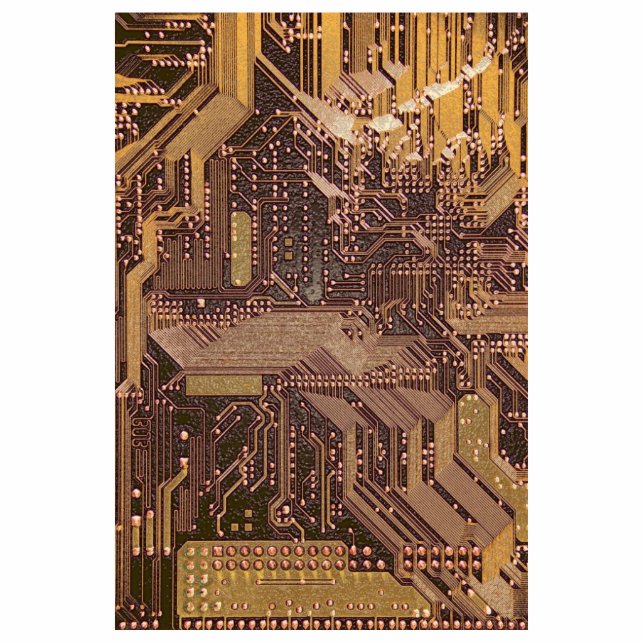 Gold Cyber Circuit Board Tech Art Electronics Cutout (Front)