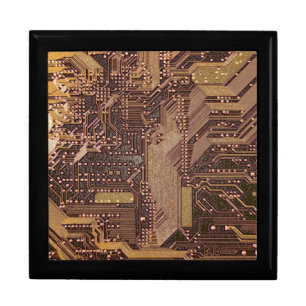 Gold Cyber Circuit Board Tech Art Electronics Gift Box