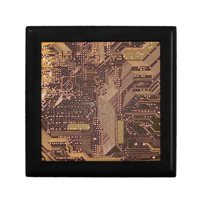 Gold Cyber Circuit Board Tech Art Electronics Gift Box (Front)
