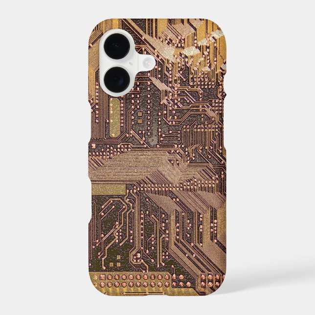Gold Cyber Circuit Board Tech Art Electronics Iphone Case (Back)