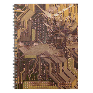 Gold Cyber Circuit Board Tech Art Electronics Notebook