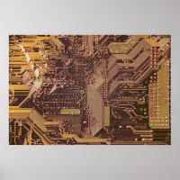 Gold Cyber Circuit Board Tech Art Electronics