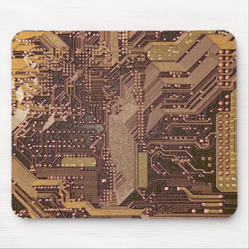 Gold Cyber Circuit Board Tech Electronics Mouse Pad