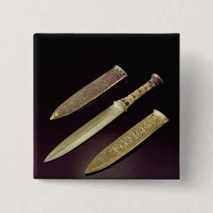 Gold dagger and sheath pinback button