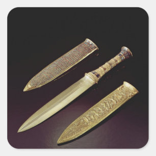 Gold dagger and sheath square sticker