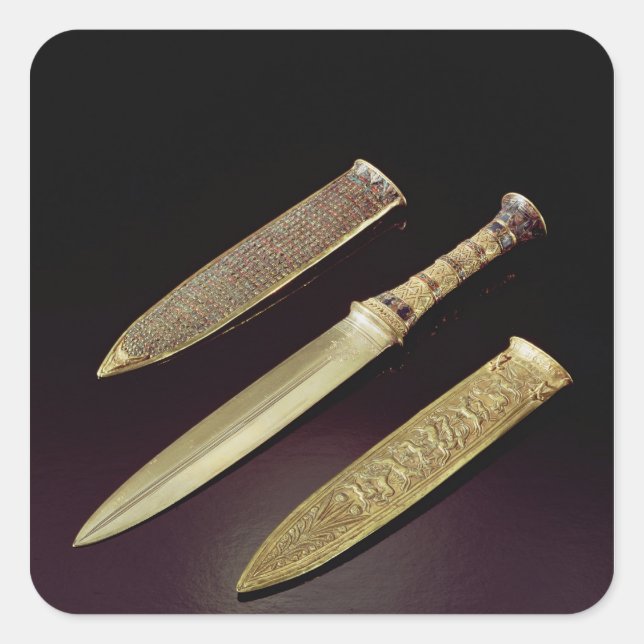 Gold dagger and sheath square sticker (Front)