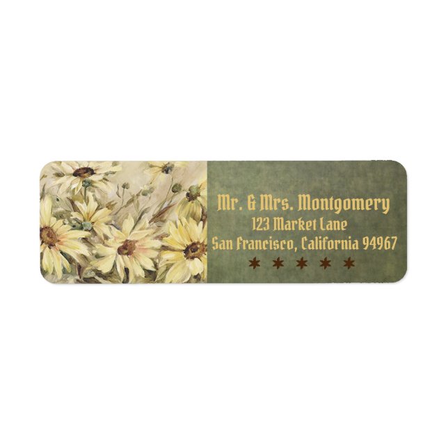 Gold Daisies With Sage Return Address Labels (Front)