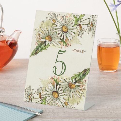 Gold Daisies With Sage Wedding Table Number Pedest Pedestal Sign