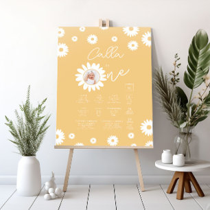 Gold Daisy 1st Birthday Milestone Chart Sign