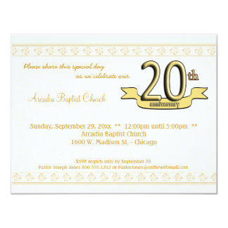 Gold Damask 20th Anniversary Celebration Invite