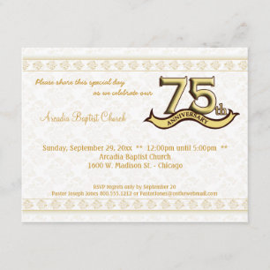 Gold Damask 75th Anniversary Celebration Invite