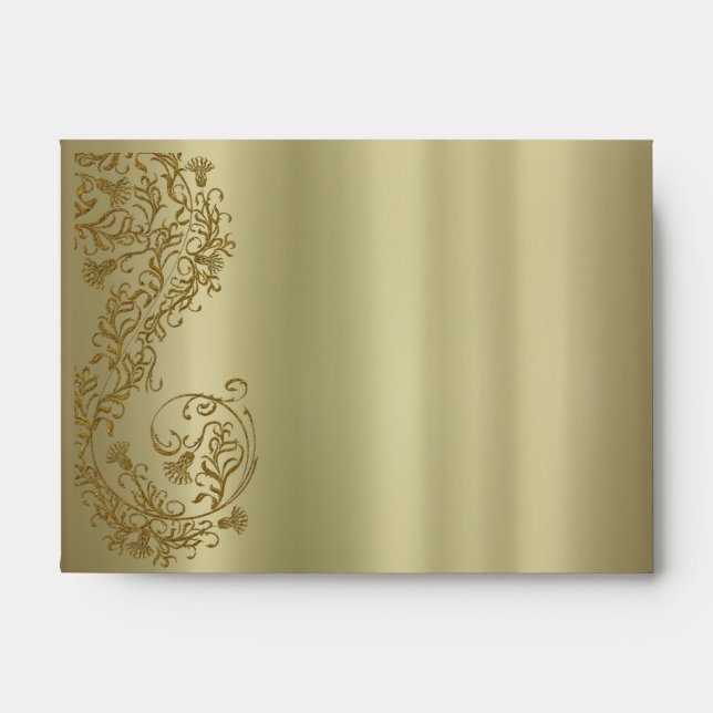 Gold damask A6 Greeting Card envelopes (Front)