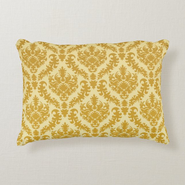 Gold damask accent pillow (Front)