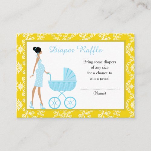 Gold Damask African American Baby Shower Raffle Enclosure Card