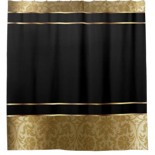 Gold Damask and Black Design Shower Curtain Zazzle