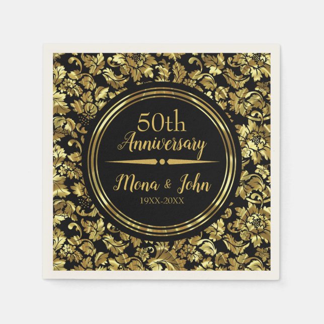 Gold Damask And Gold Divider Napkins (Front)